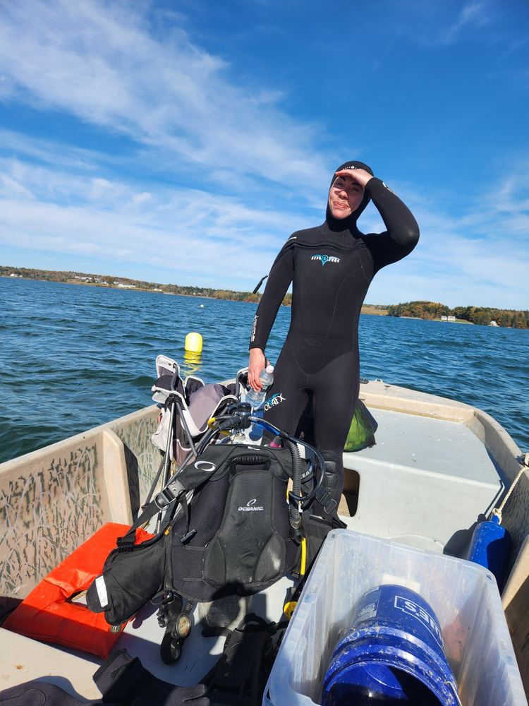 Diver preparing for bottom planting